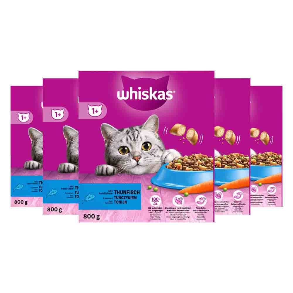 5x Whiskas 1+ Adult Katten Droogvoer Tonijn 800 gr