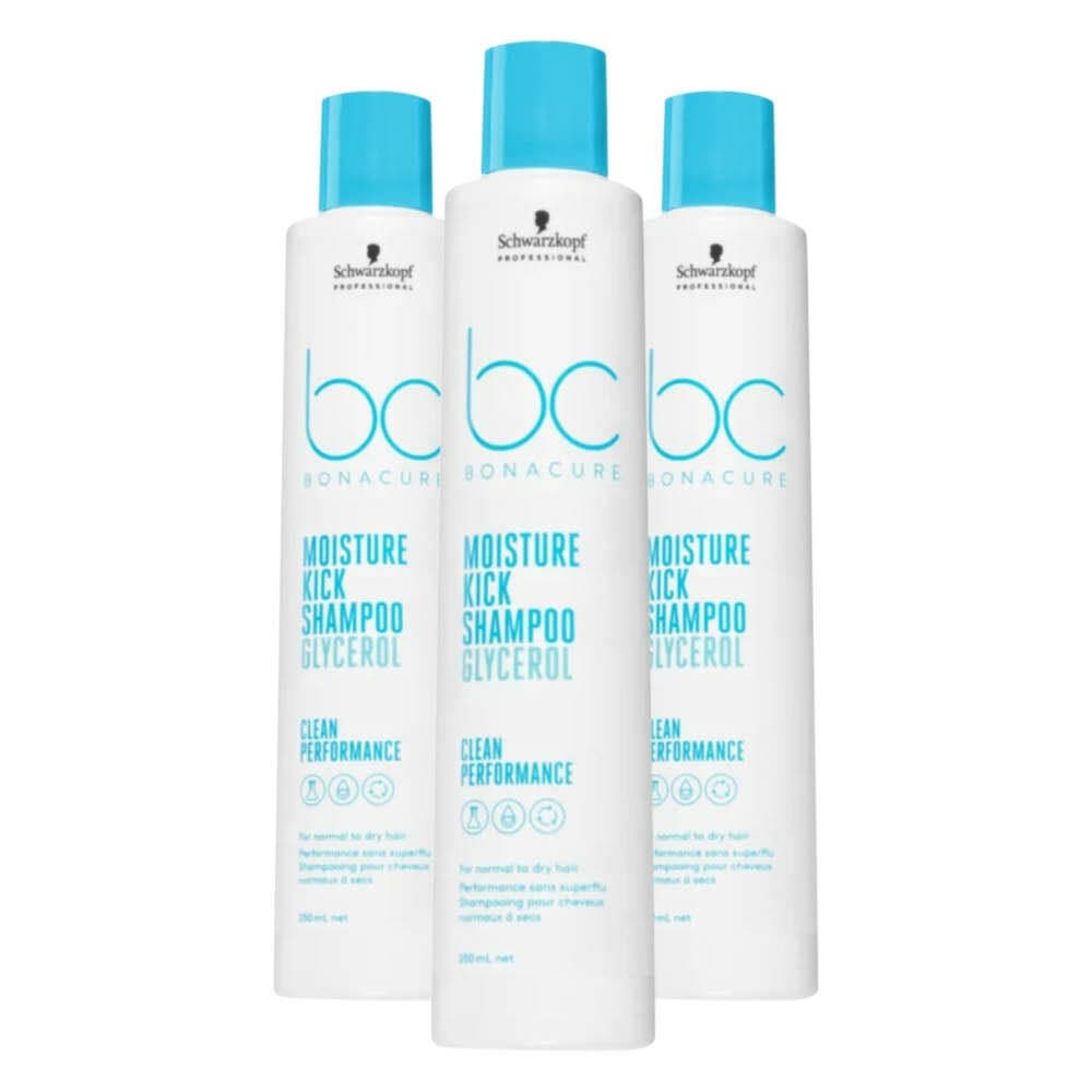 3x Schwarzkopf Professional Bonacure Moisture Kick Shampoo 250 ml