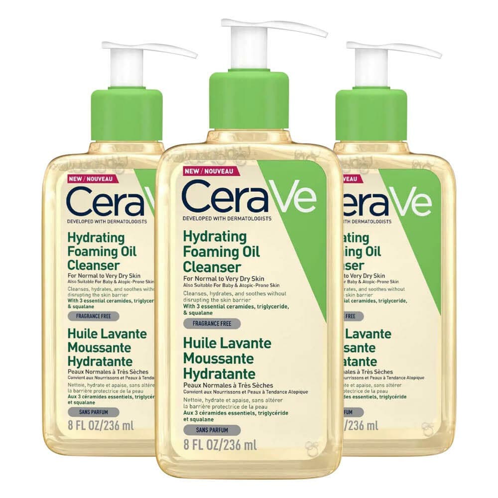 3x CeraVe Hydrating Foaming Oil Cleanser 236 ml