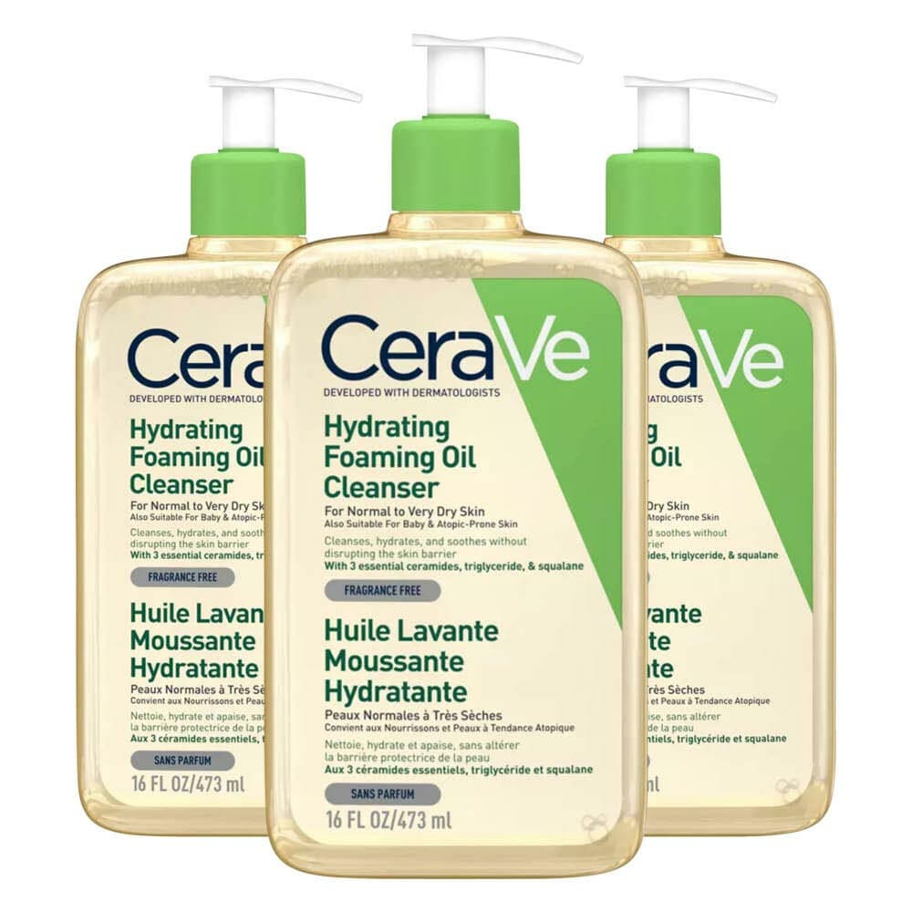 3x CeraVe Hydrating Foaming Oil Cleanser 473 ml