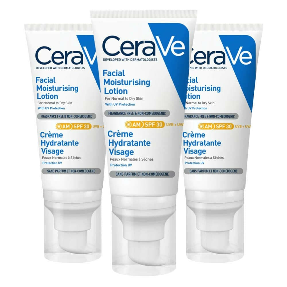 3x CeraVe Hydraterende Gezichtscrème SPF 30 52 ml