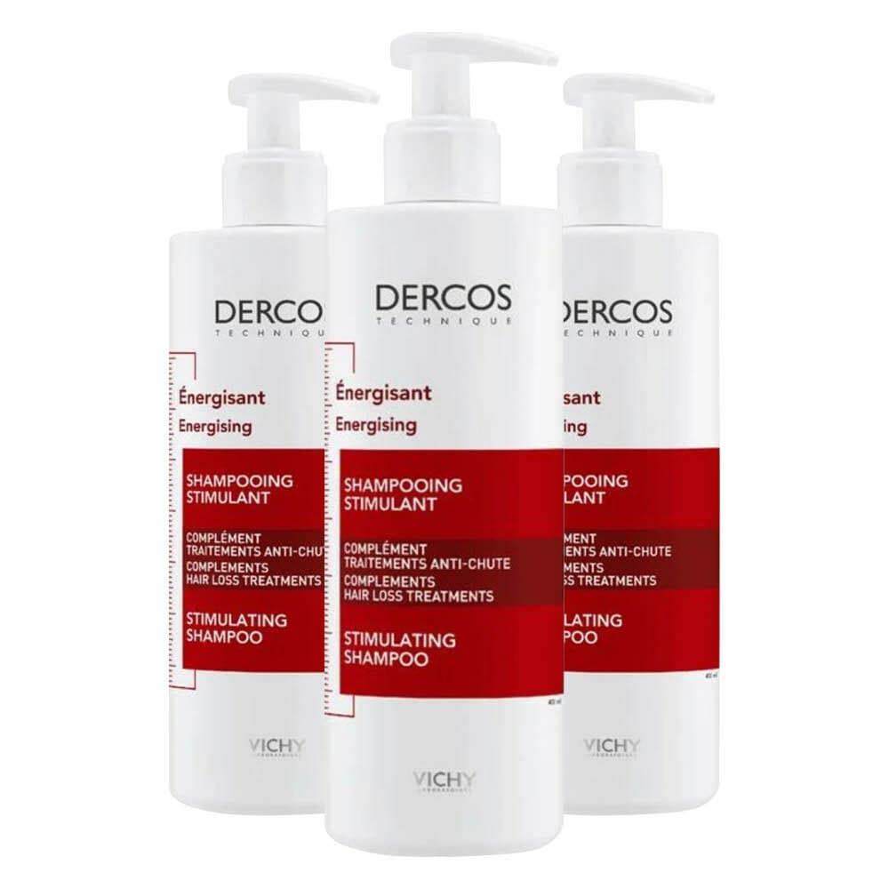 3x Vichy Dercos Energising Shampoo 400 ml