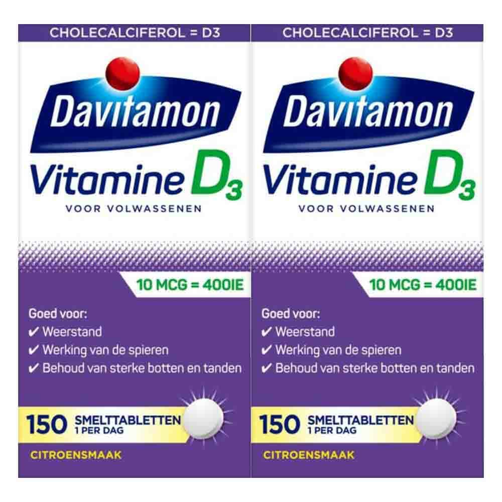 Gratis Verzending: 2x Davitamon Vitamine D 10 MCG Volwassenen 150 smelttabletten