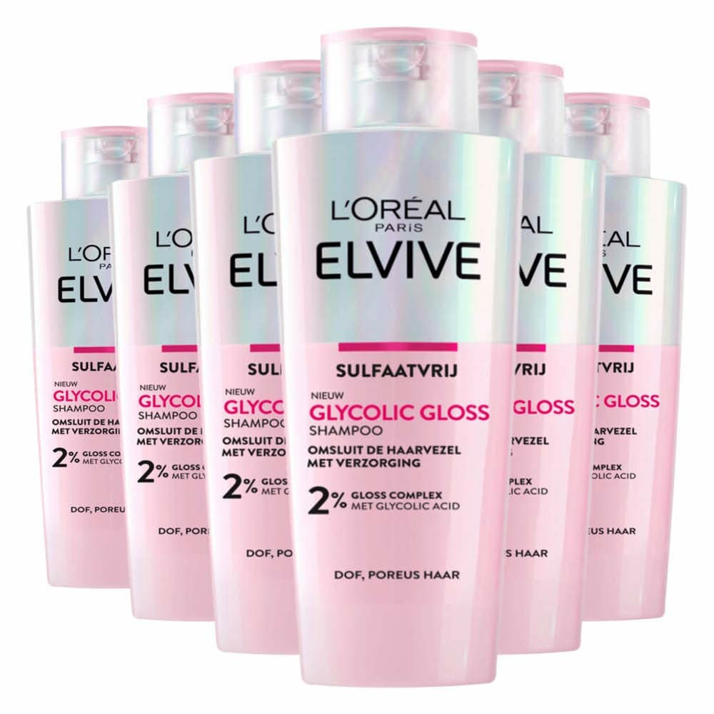 6x L'Oréal Shampoo Elvive Glycolic Gloss 200 ml