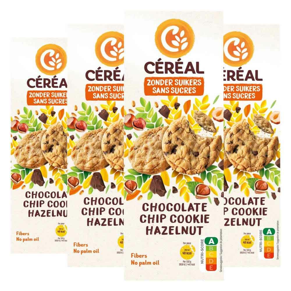 4x Céréal Chocolate Chip Cookie Hazelnoot 130 gr