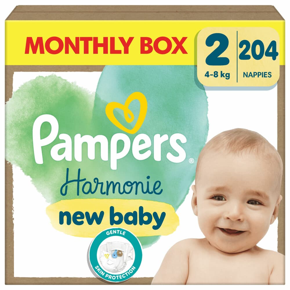 Pampers Harmonie Luiers Maat 2 (4-8kg) 204 stuks