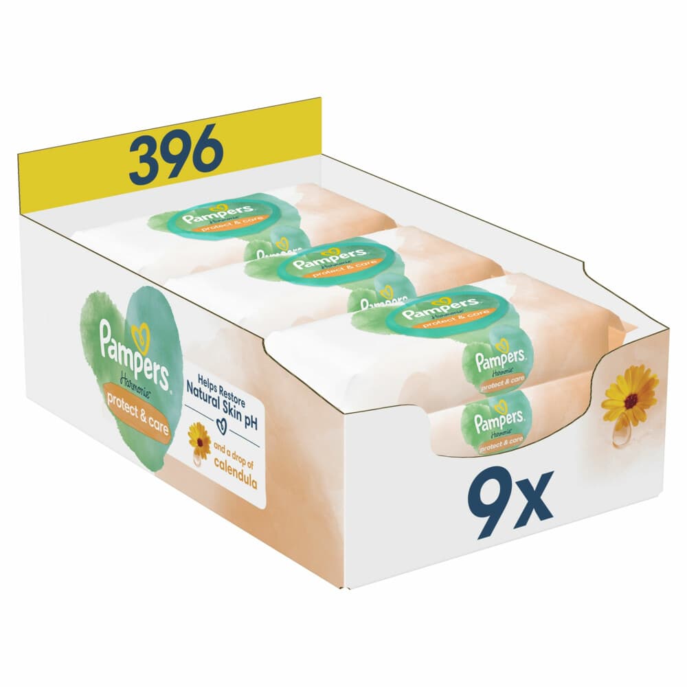 Pampers Billendoekjes Harmonie Protect&Care 9x44 = 396 stuks