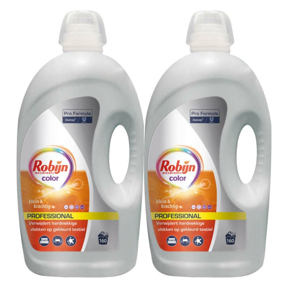 2x Robijn Professional Vloeibaar Wasmiddel Klein&Krachtig Gekleurde Was 160 Wasbeurten Pro Formula 4,32 liter