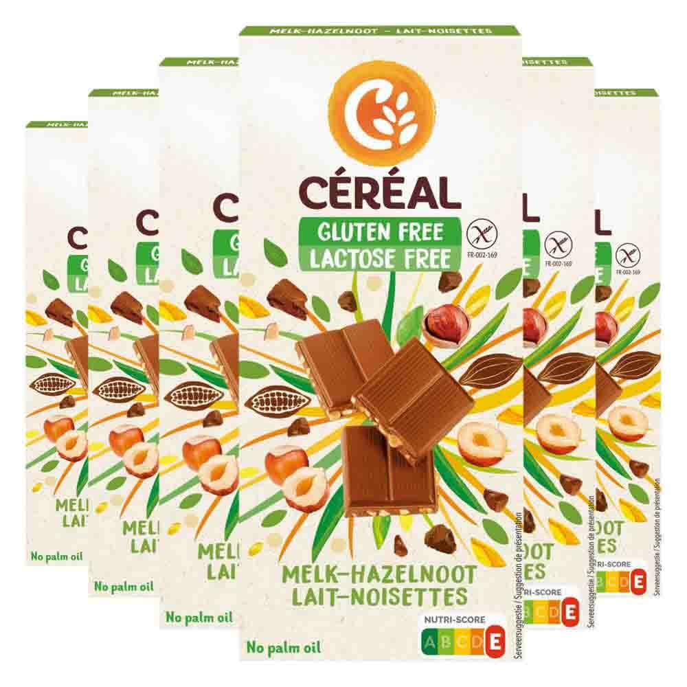 5x Céréal Melkchocolade Tablet Hazelnoot Glutenvrij en Lactosevrij 100 gr