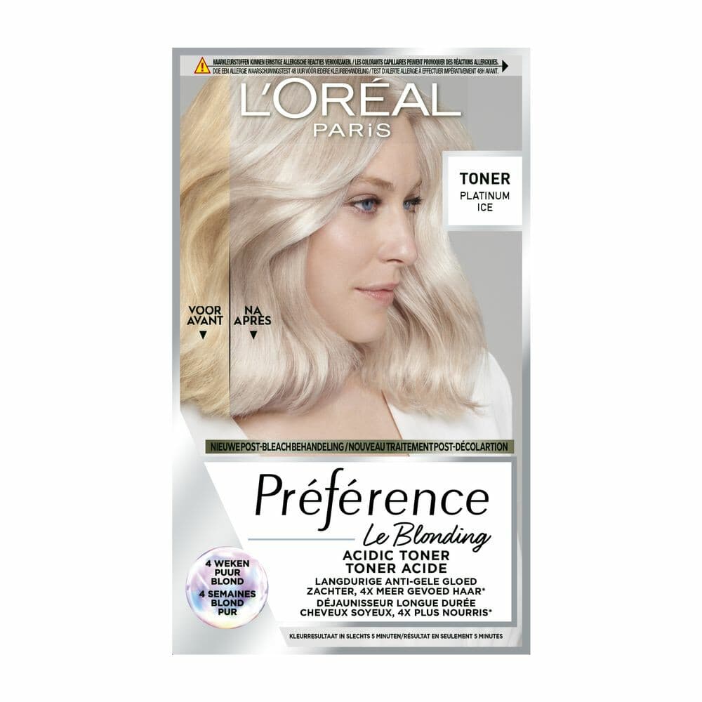 1+1 gratis: L'Oréal Préférence Le Blonding Permanente Haarkleuring 01 Platinum Ice