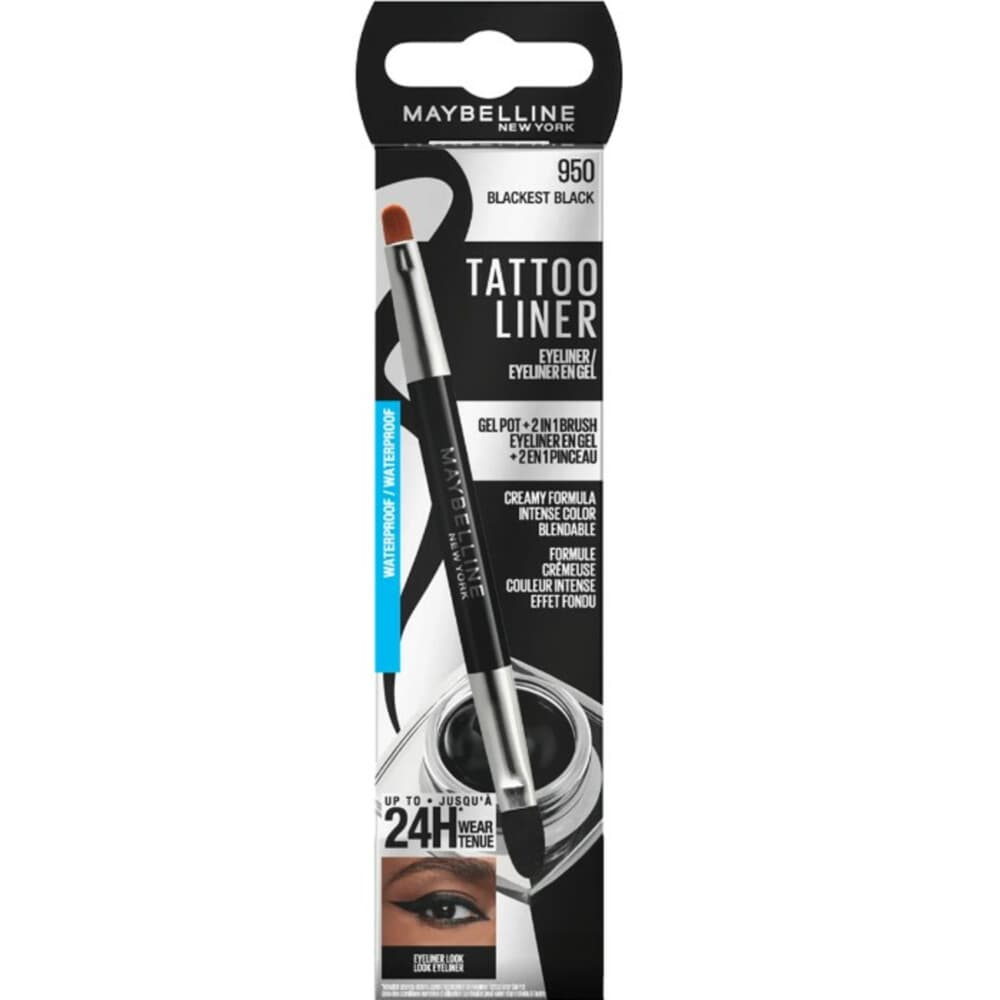 3x Maybelline Tattoo Liner Gel Pot 950 Blackest Black 3 gr