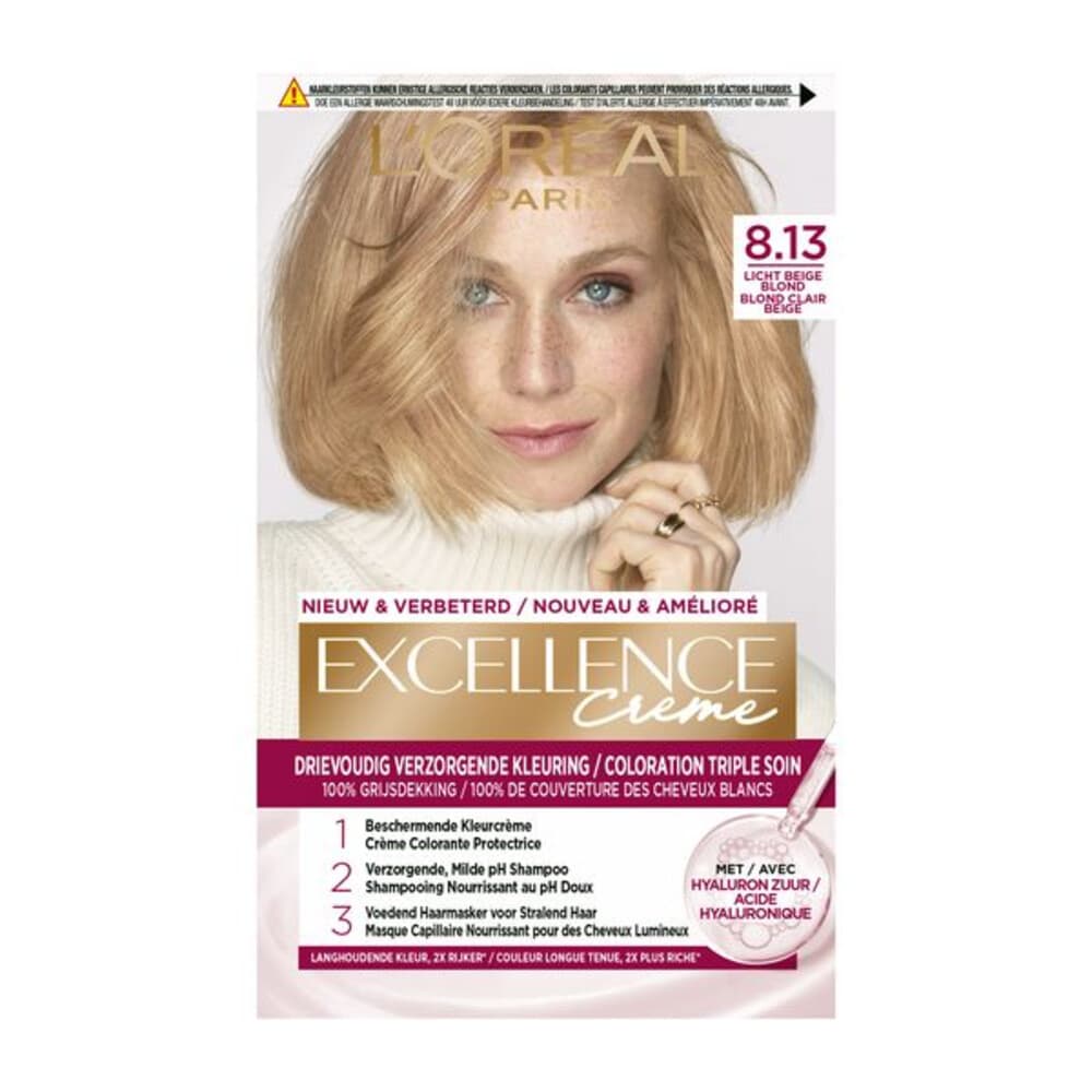 2x L'Oréal Excellence Crème Permanente Crèmekleuring 8.13 - Licht Beige Blond