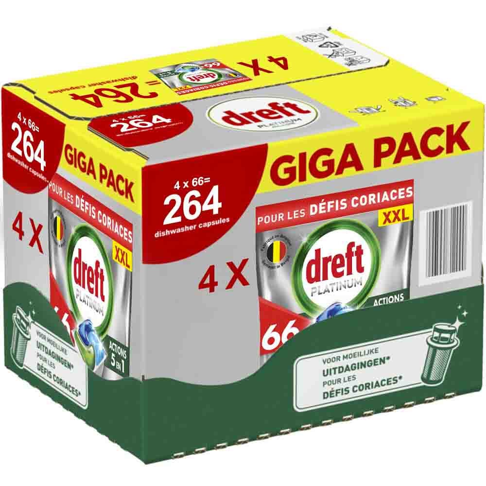 4x Dreft Vaatwastabletten Platinum All In One Original 66 stuks