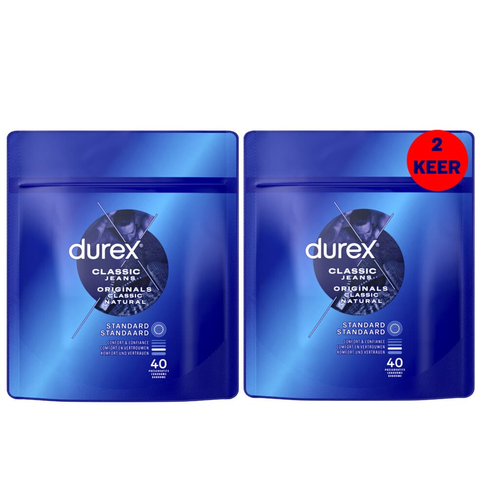 2x Durex Condooms Originals Classic Natural 40 stuks