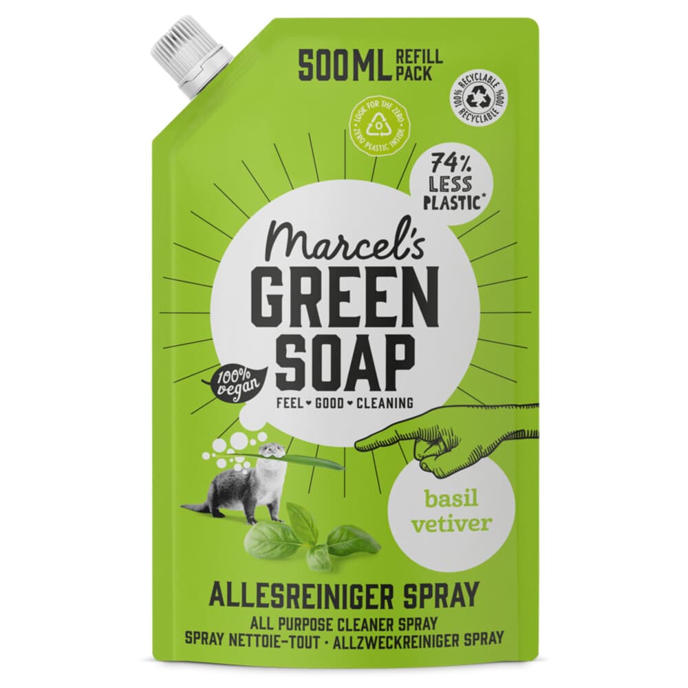 Marcel's Green Soap Allesreiniger Spray Basilicum&Vertivert Gras Navulling 500 ml
