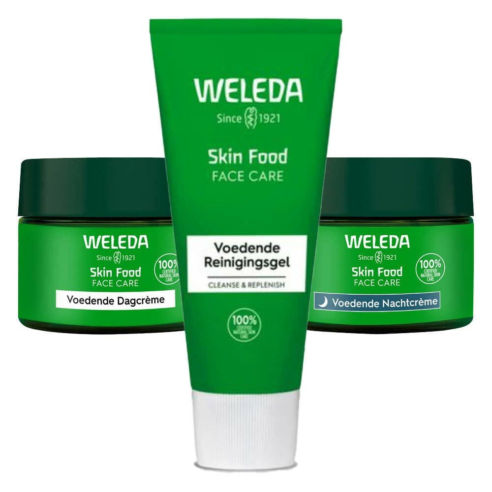 Weleda Skin Food Routine - Voedende Dagcréme 1 x 40 ml, Voedende Nachtcréme 1 x 40 ml&Reinigingsgel 1 x 75 ml Pakket