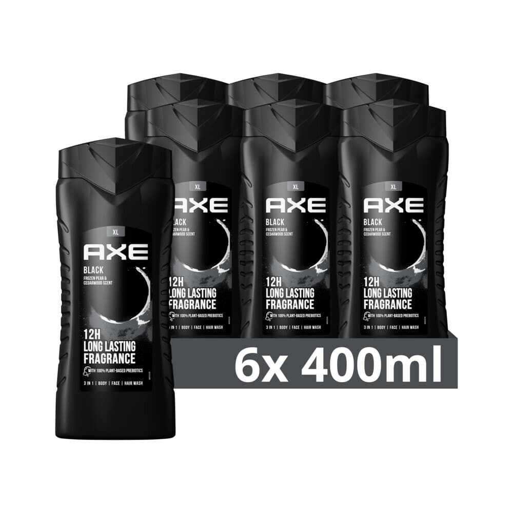 6x Axe 3-in-1 Douchegel XL Black 400 ml