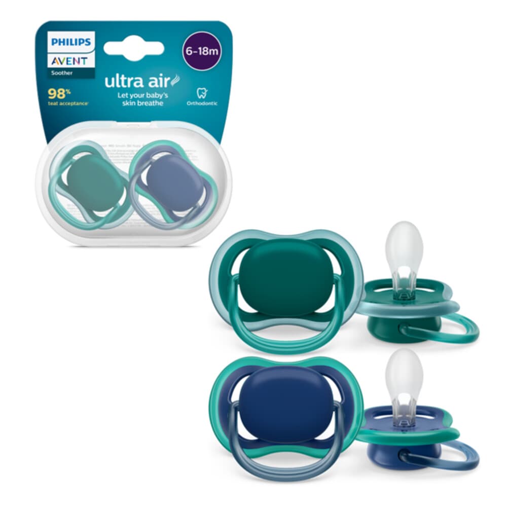 Philips Avent Ultra Air Fopspeen 6-18 mnd Groen Blauw 2 stuks