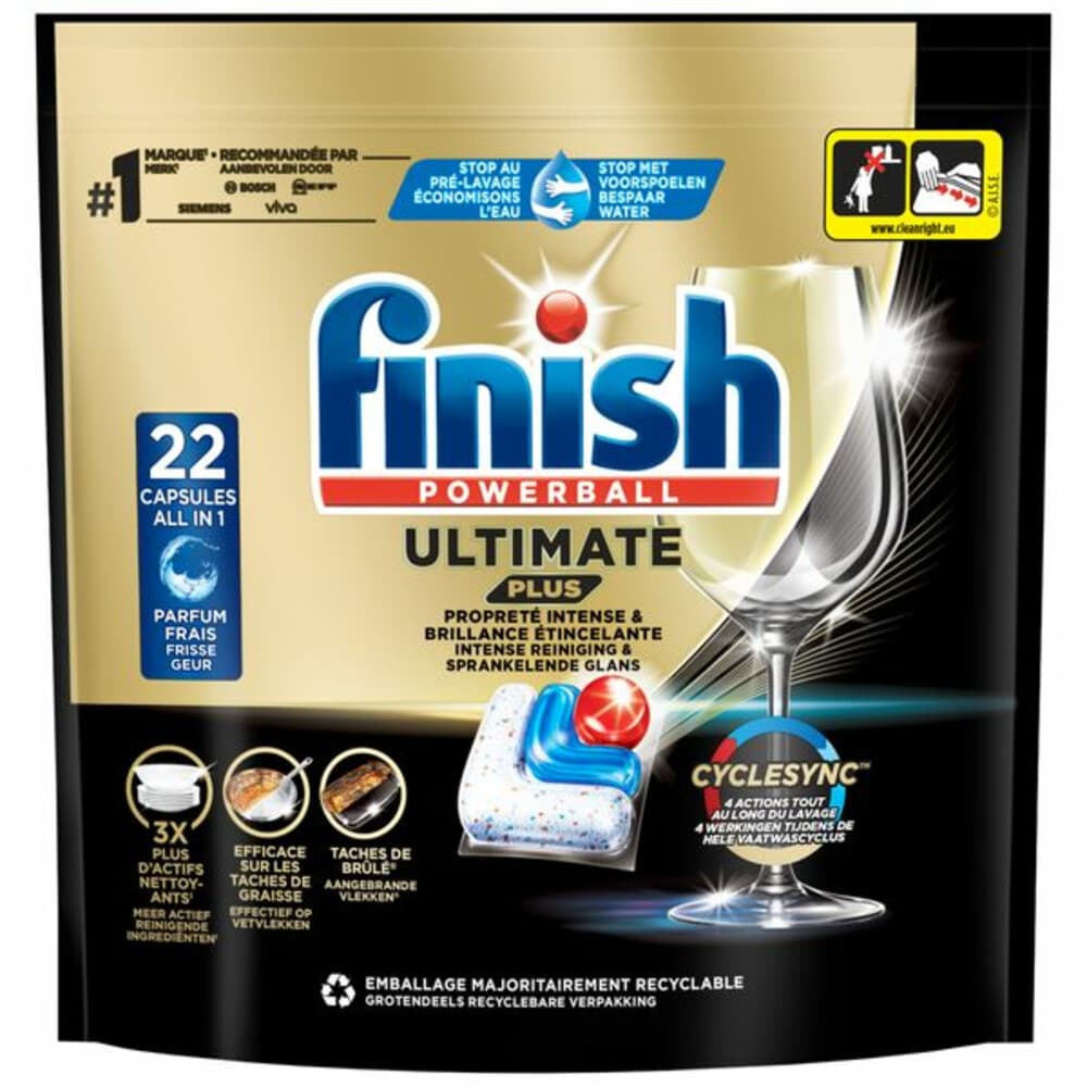 2+1 gratis: Finish Ultimate Plus Vaatwastabletten Regular 22 stuks