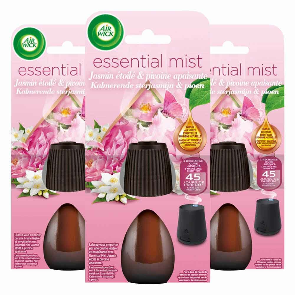 3x Air Wick Essential Mist Navulling Jasmijn&Pioen 20 ml