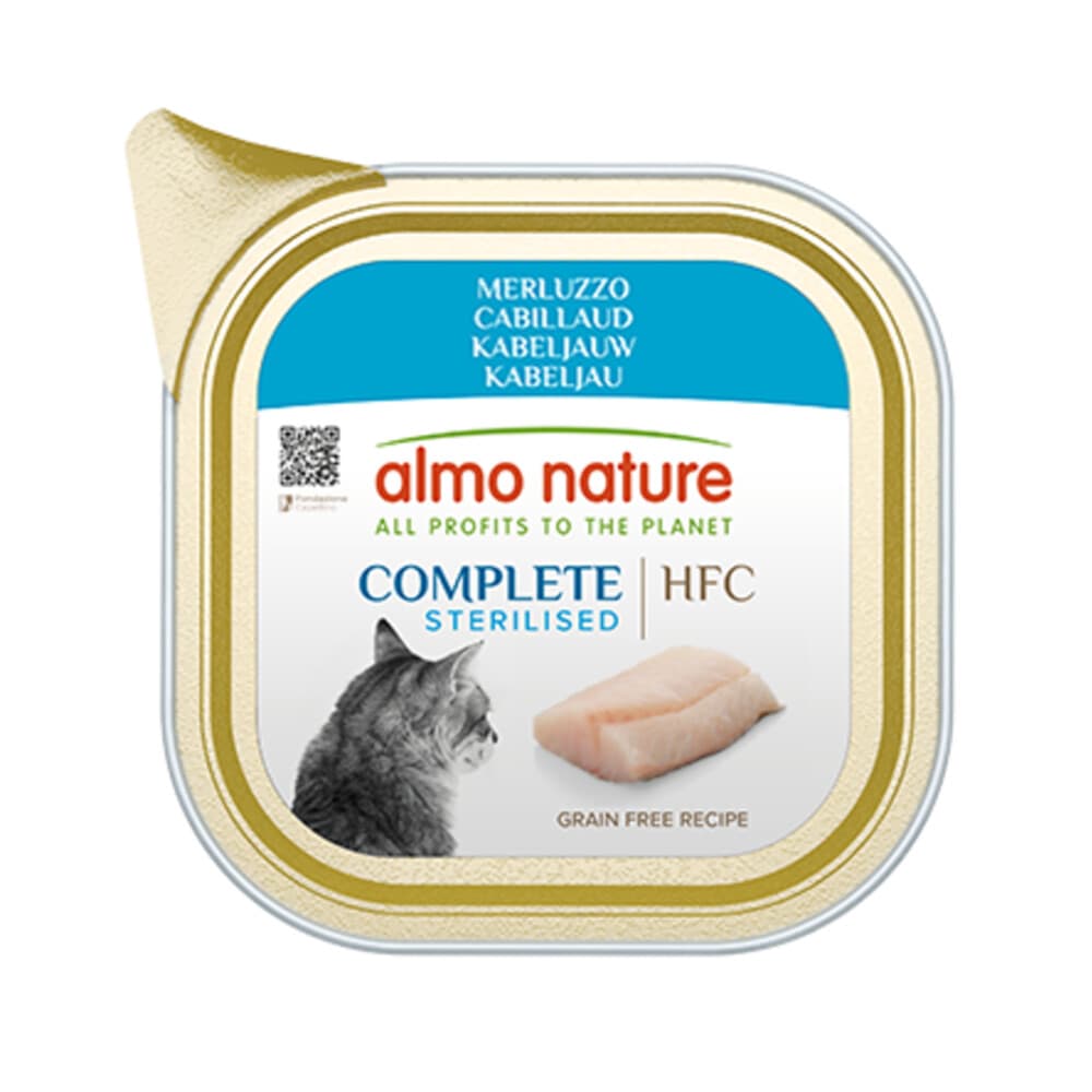 34x Almo Nature HFC Alu Kattenvoer Nat Blikje Kabeljauw 85 gr