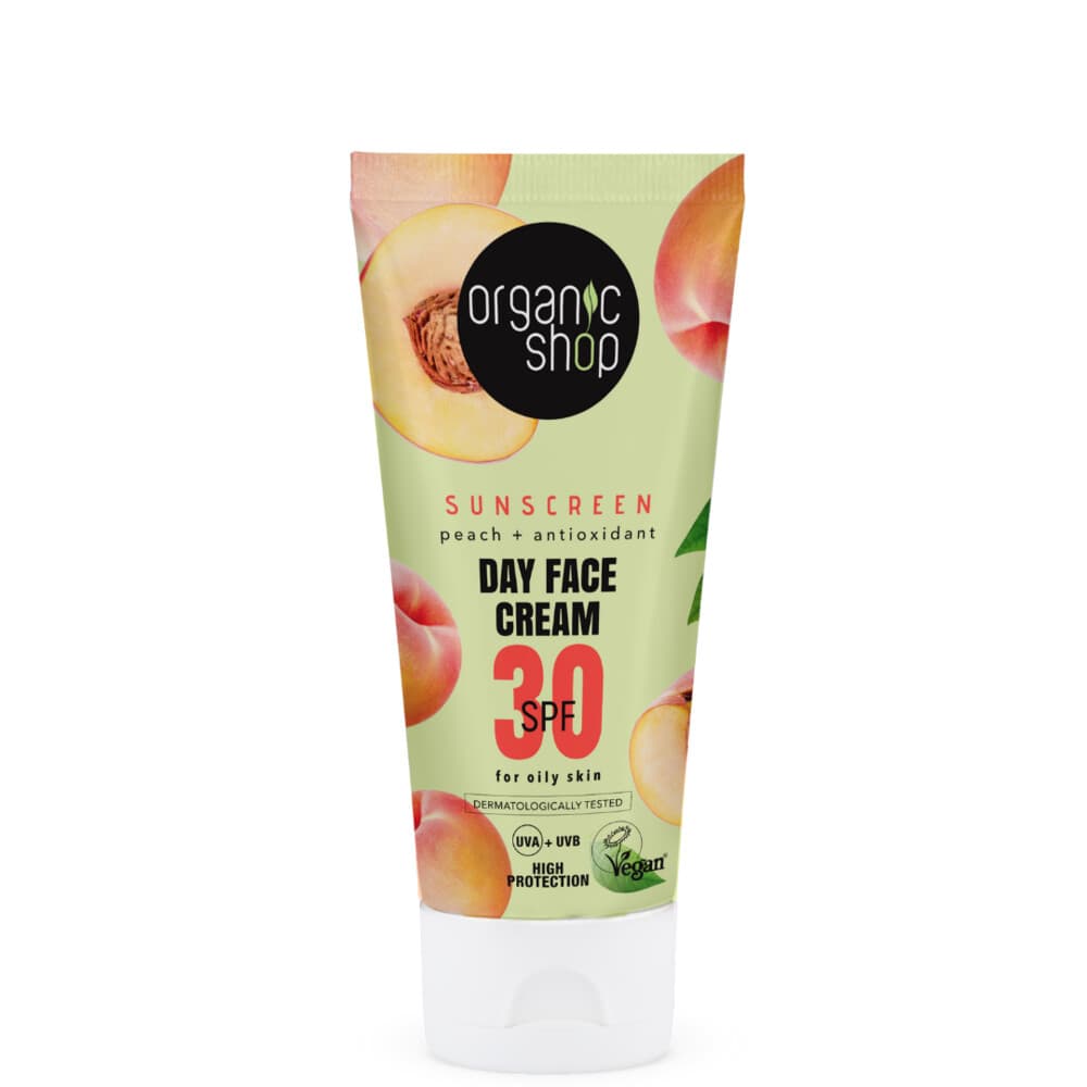 3x Organic Shop Zonnebrandcréme Gezicht SPF 30 Vette huid 50 ml