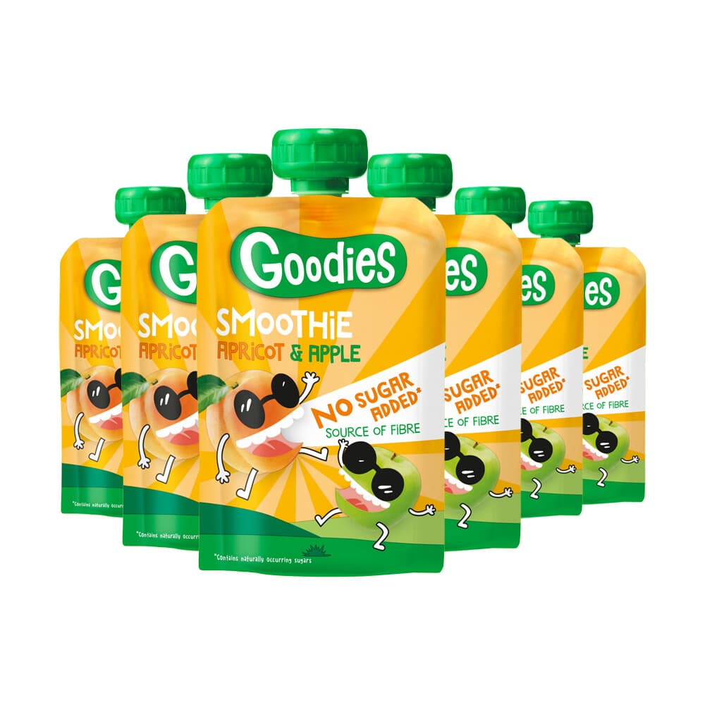 2e halve prijs: 6x Goodies Knijpfruit Smoothie Abrikoos&Appel 100 gr