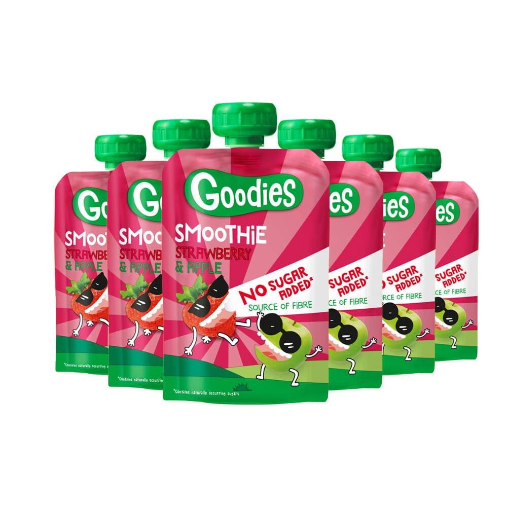 2e halve prijs: 6x Goodies Knijpfruit Smoothie Aardbei&Appel 100 gr