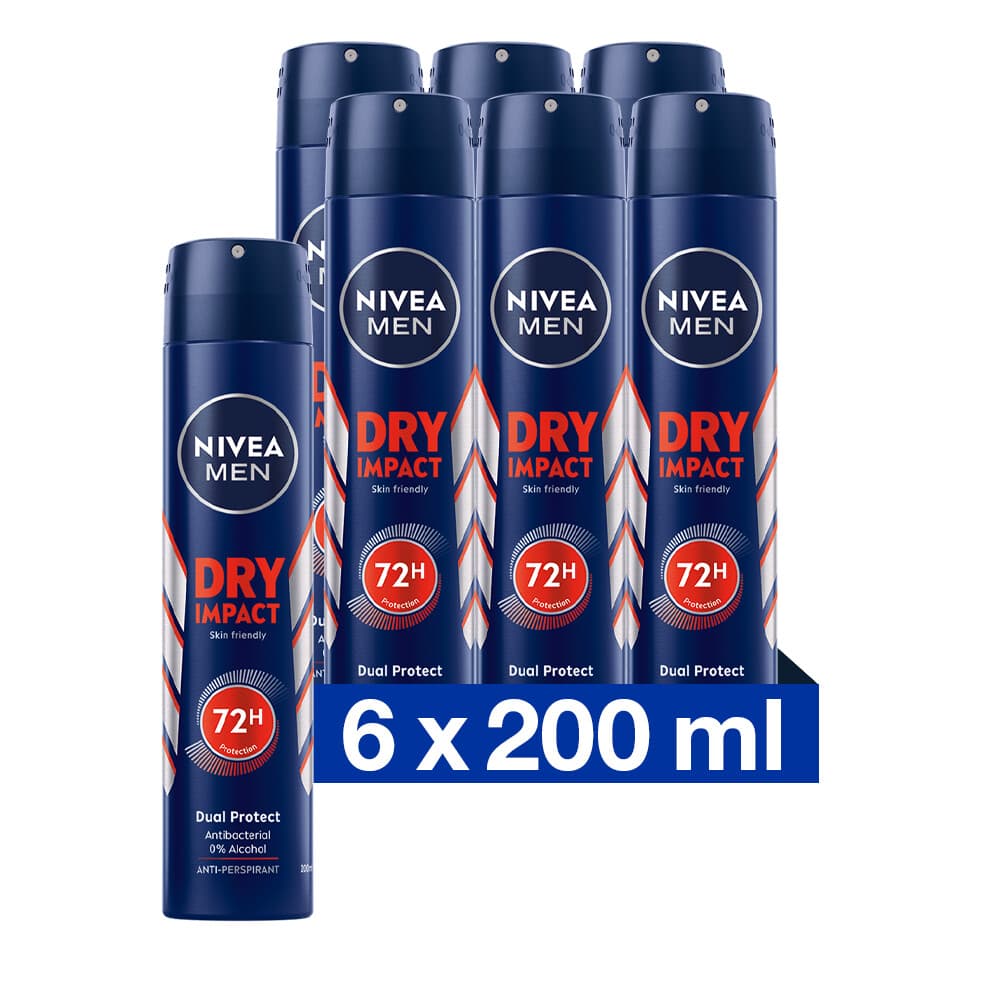 6x NIVEA Men Anti-Transpirant Spray Dry Impact 200 ml