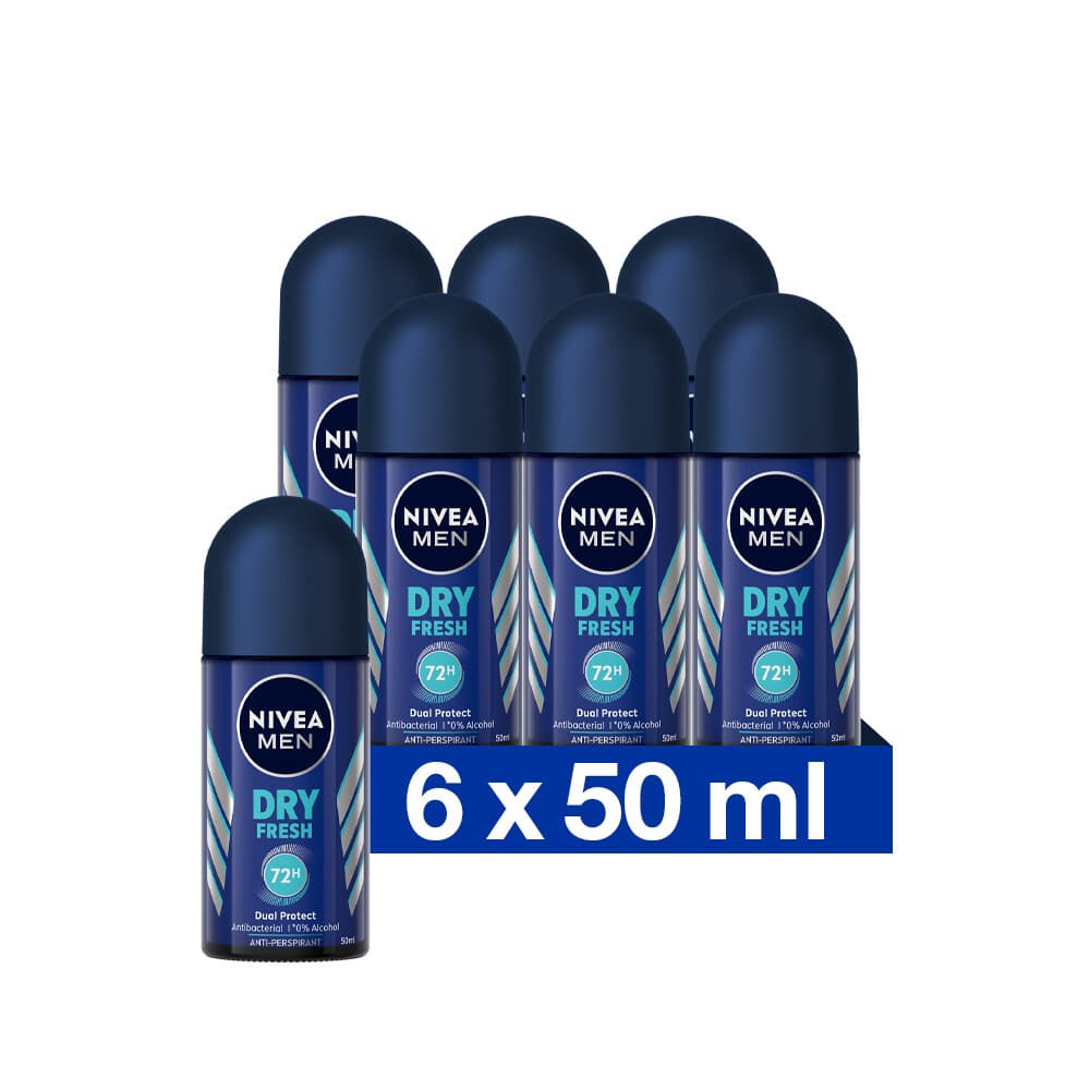 6x NIVEA Men Deodorant Roller Dry Fresh 50 ml