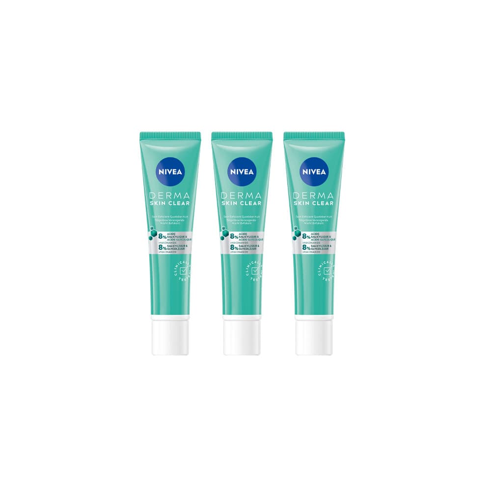 3x NIVEA Derma Skin Clear Nacht Exfoliant 40 ml