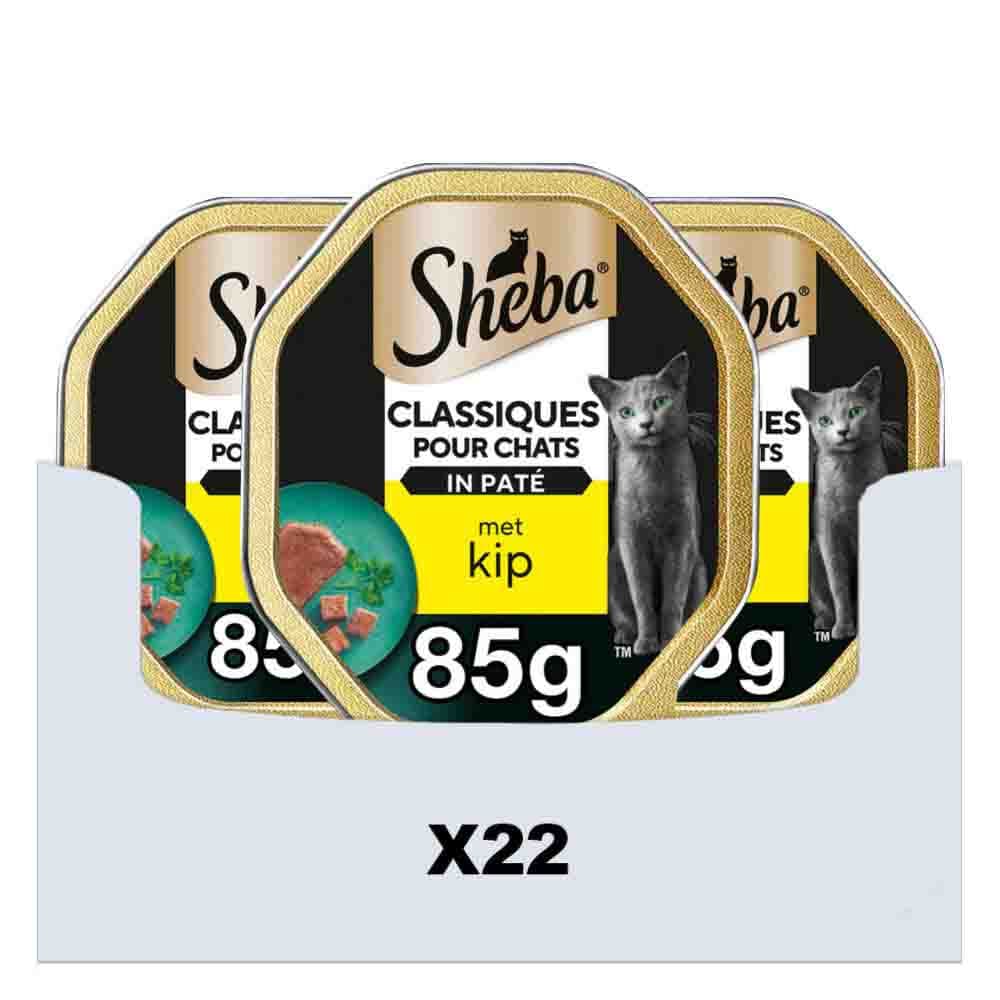 22x Sheba Adult Kattenvoer Classic Paté Natvoer Kip Kuipjes 85 gr
