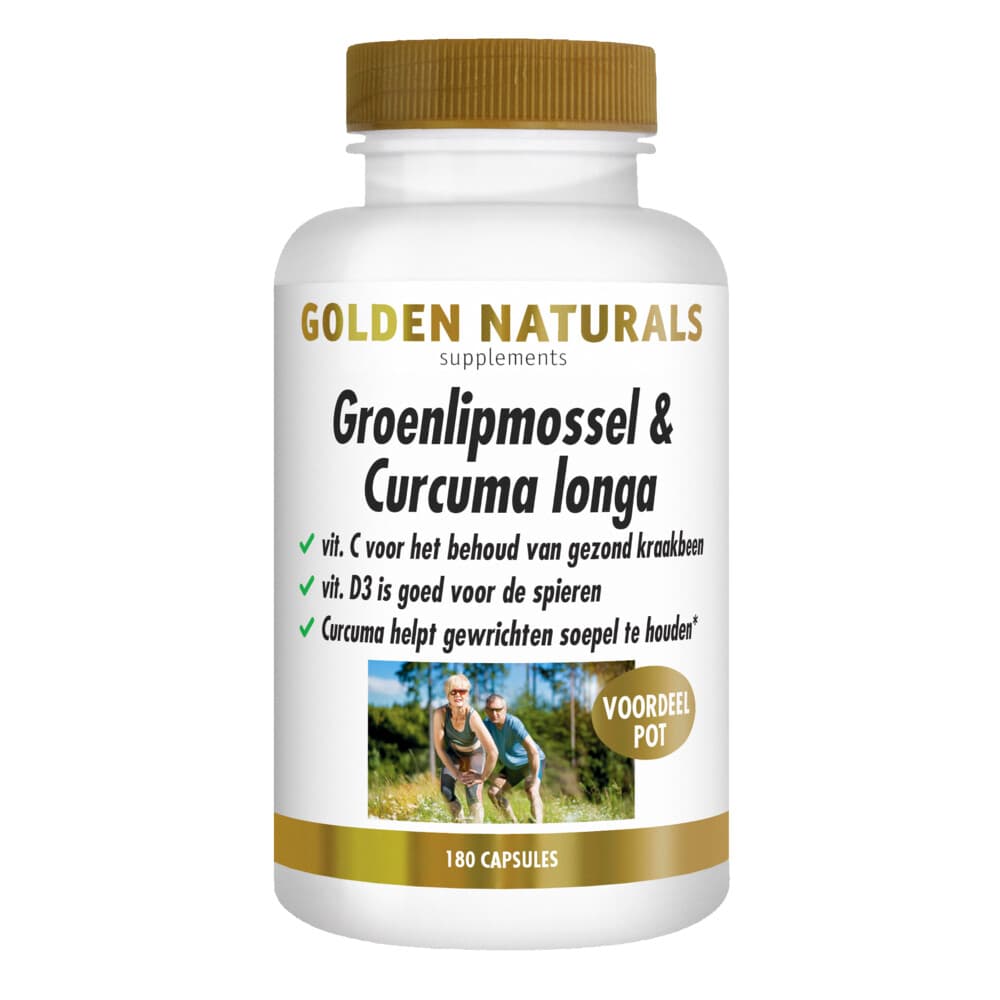 Gratis Verzending: 2x Golden Naturals Groenlipmossel&Curcuma longa 180 capsules