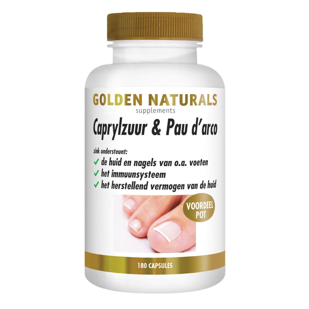 Gratis Verzending: 2x Golden Naturals Caprylzuur&Pau d'arco Probiotica 180 vegacapsules