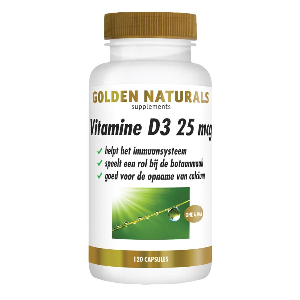 Gratis Verzending: 2x Golden Naturals Vitamine D3 25mcg 120 softgels