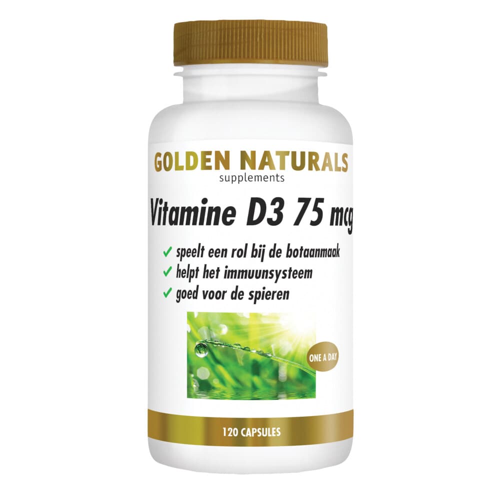 Gratis Verzending: 2x Golden Naturals Vitamine D3 75mcg 120 softgels
