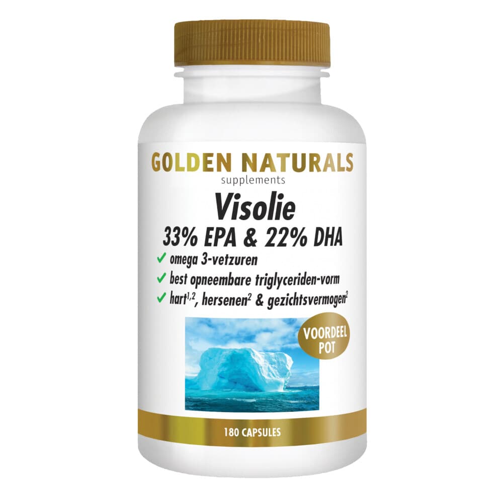 Gratis Verzending: 2x Golden Naturals Visolie 33% EPA&22% DHA 180 softgels