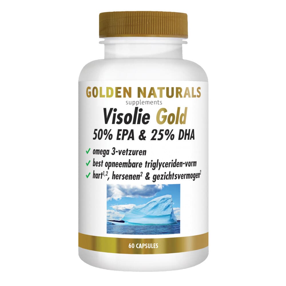 Gratis Verzending: 2x Golden Naturals Visolie Gold 50% EPA&25% DHA 60 softgels