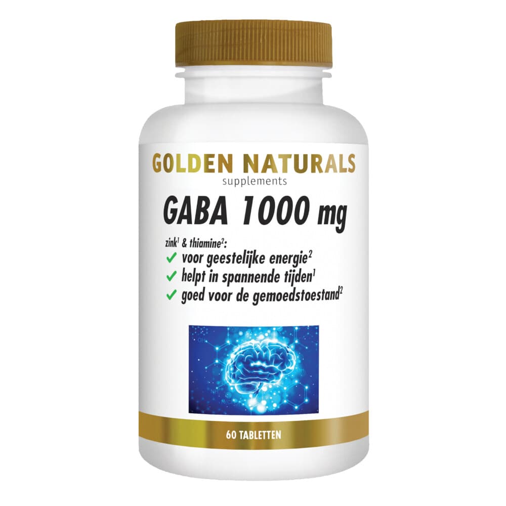 Gratis Verzending: 2x Golden Naturals GABA 1000mg vegan 60 tabletten
