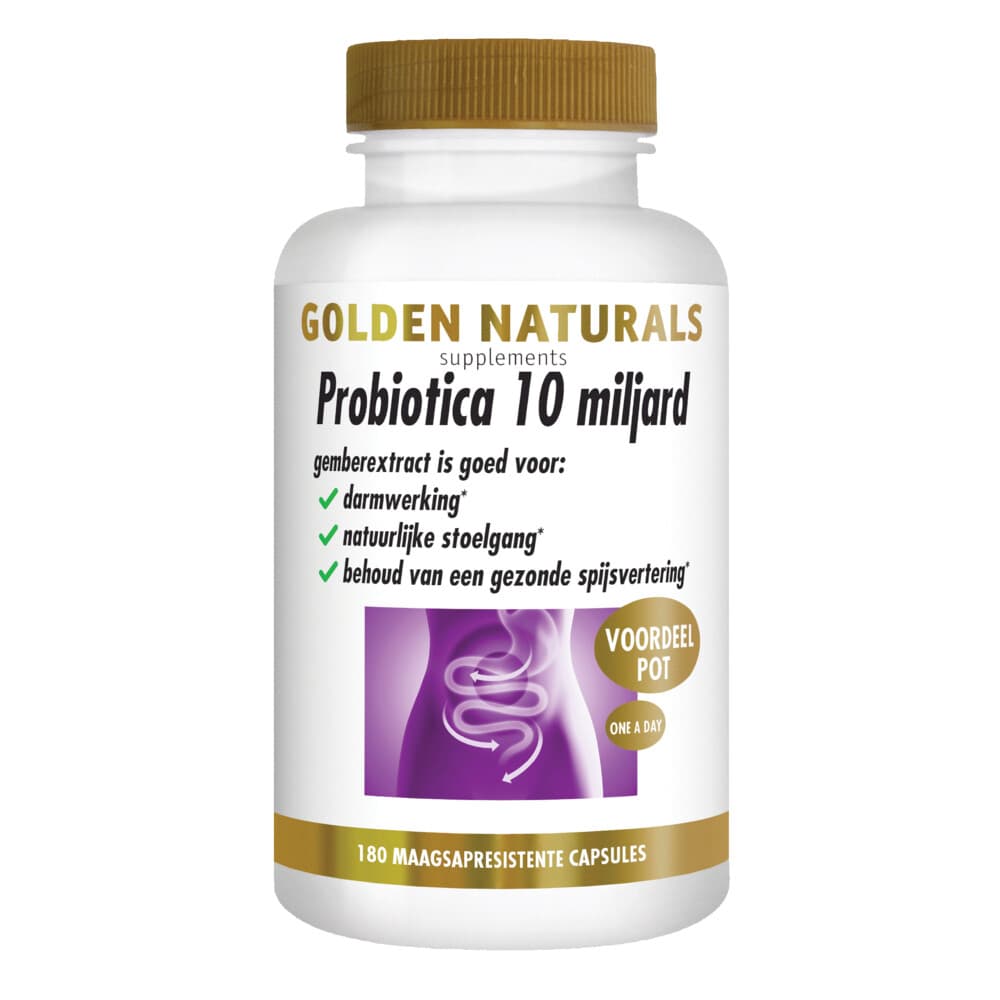 Gratis Verzending: Golden Naturals Probiotica 10 Miljard Maagsapresistent 180 vegacapsules