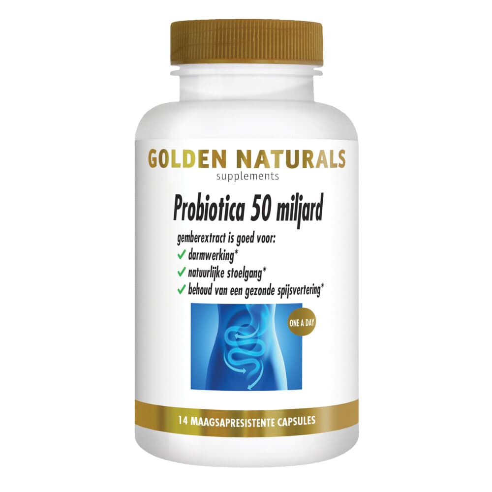 Gratis Verzending: Golden Naturals Probiotica 50 Miljard Maagsapresistent 14 vegacapsules