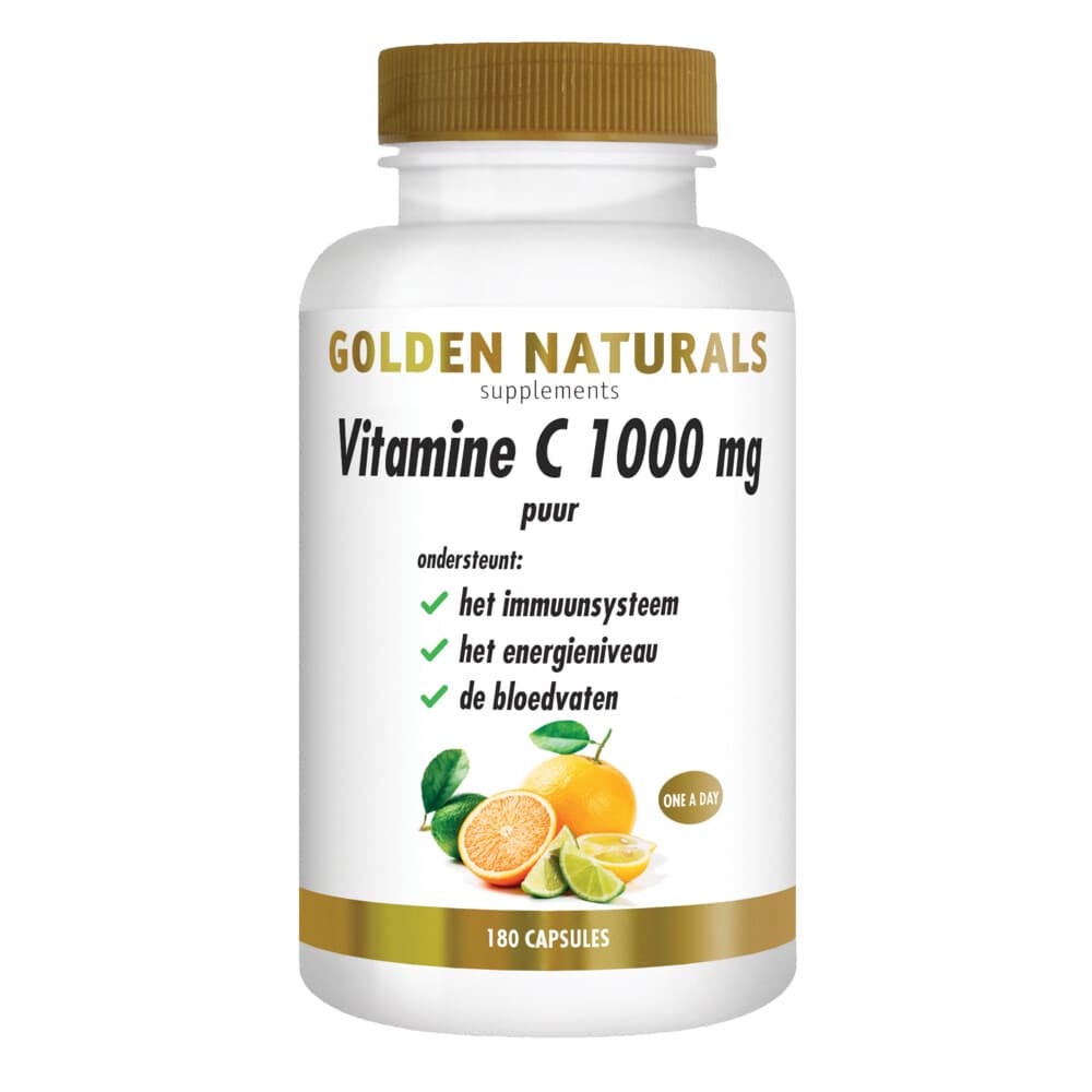 Gratis Verzending: 2x Golden Naturals Vitamine C Puur 1000mg 180 vegacapsules