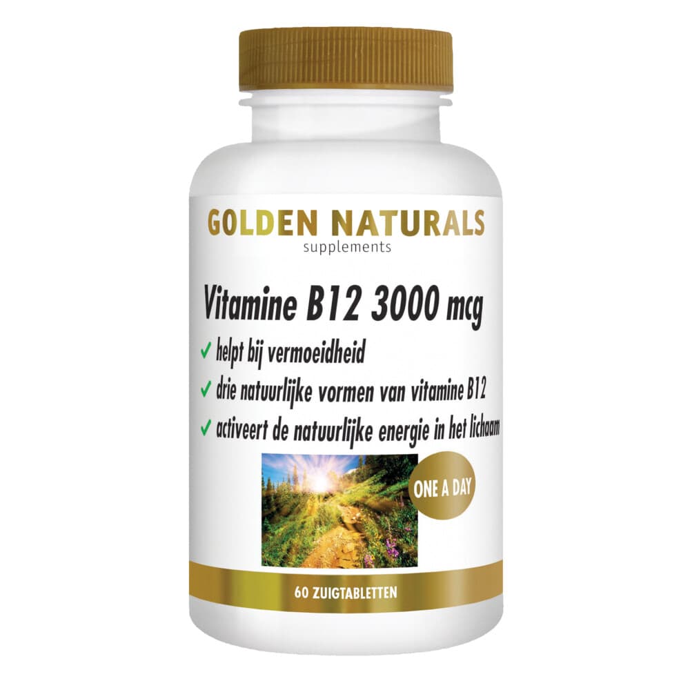 Gratis Verzending: 2x Golden Naturals Vitamine B12 3000mcg Vegan 60 zuigtabletten