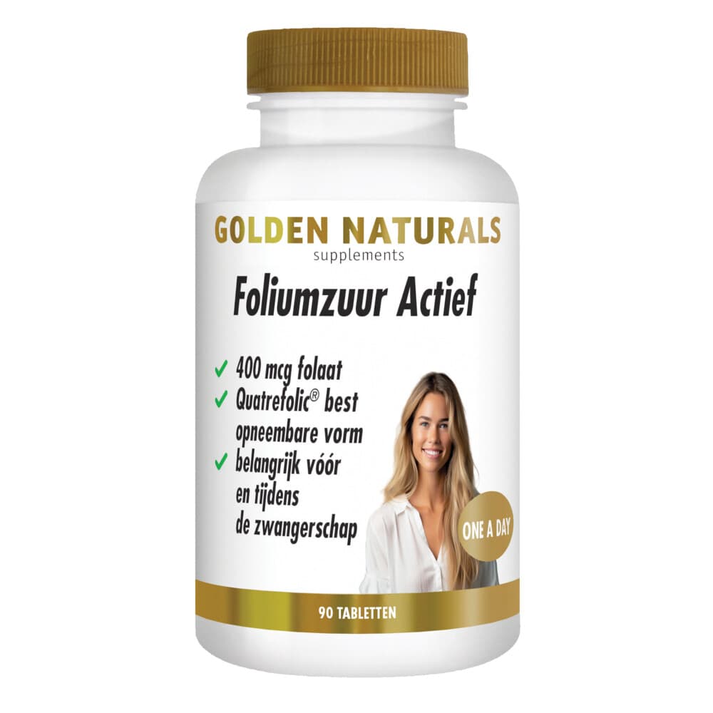 Gratis Verzending: 2x Golden Naturals Foliumzuur Actief Vegan 90 tabletten