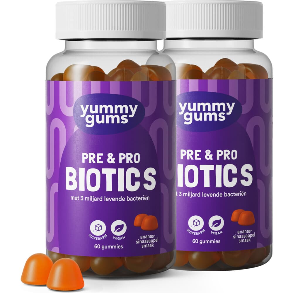 Gratis Verzending: 2x Yummygums Pre&Pro biotics 60 gummies