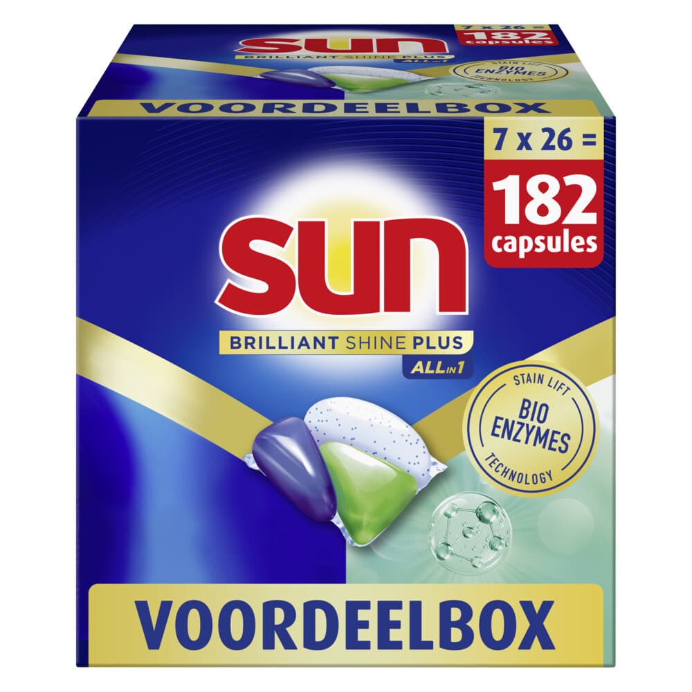 7x Sun Brilliant Shine+ All-in 1 Vaatwascapsules 26 stuks