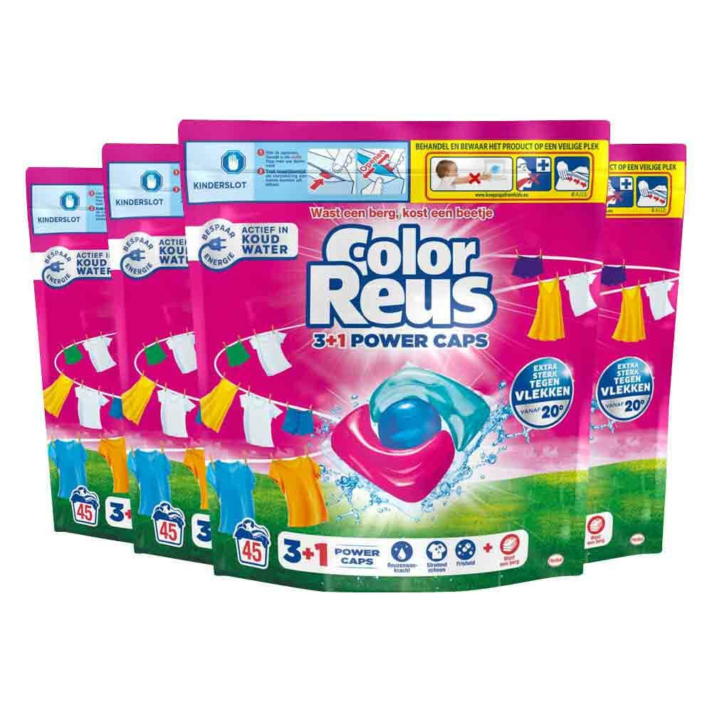 4x Witte Reus Color Reus Wasmiddelcapsules 3+1 Power Caps Gekleurde Was 45 stuks