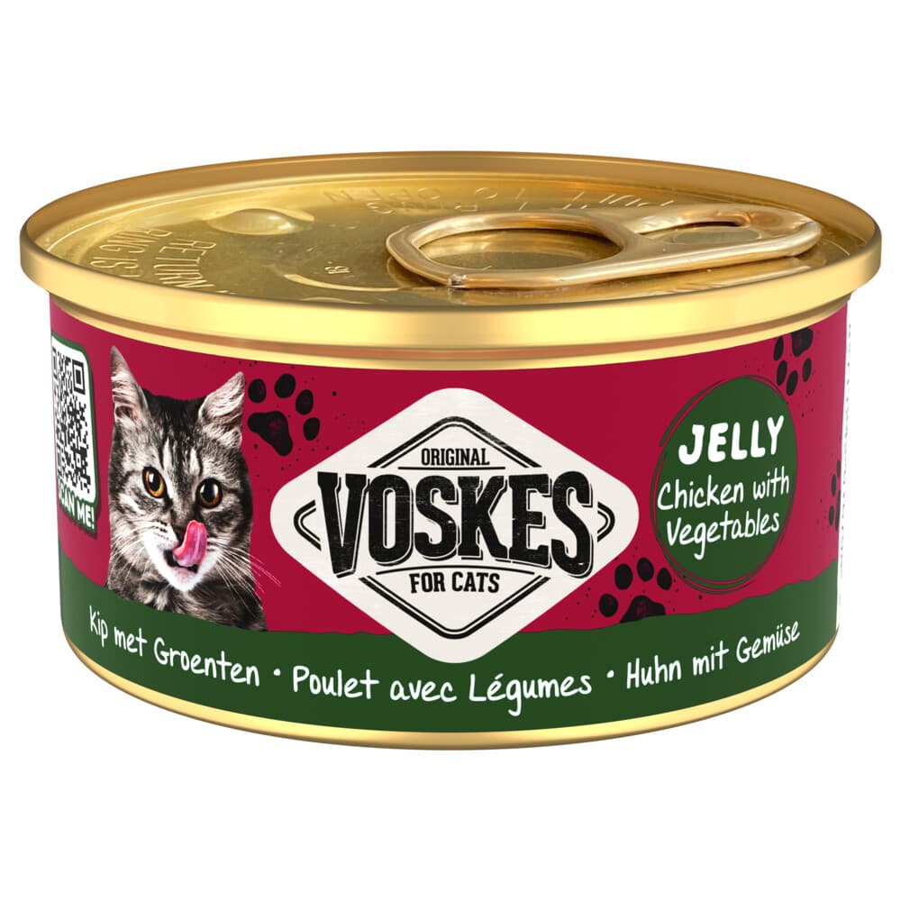 3+1 gratis: Voskes Kattenvoer Nat Gelei Kip&Groenten 85 gr