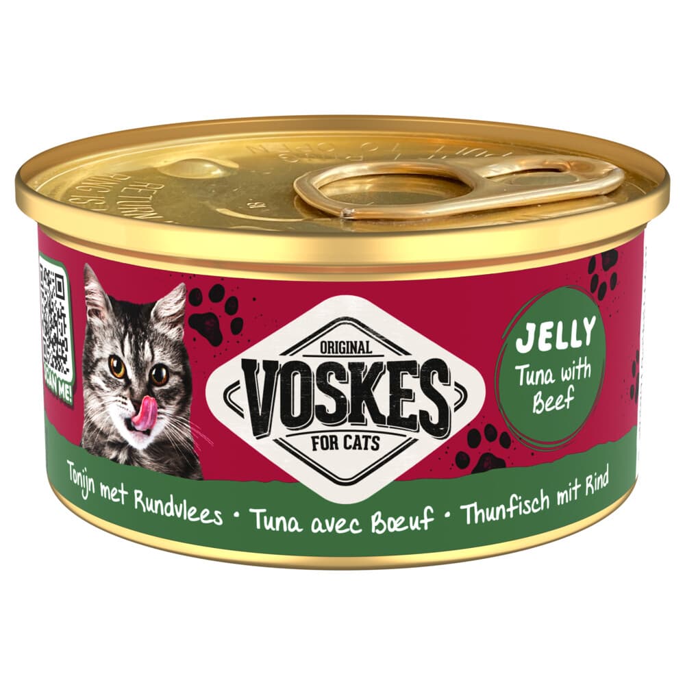 24x Voskes Kattenvoer Nat Gelei Tonijn&Rundvlees 85 gr