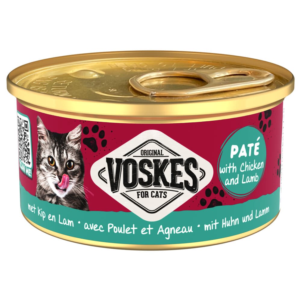 24x Voskes Kattenvoer Nat Paté Kip&Lam 85 gr